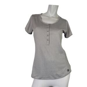OGIO WMS S Short Sleeve Top Gray Lightweight Henley Promo Fierceez Hefty Brands